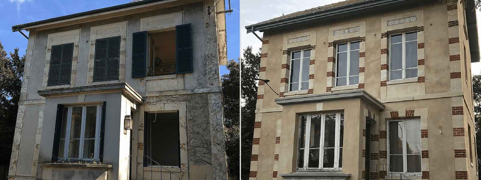 Photo avant après de la façade d'une maison
